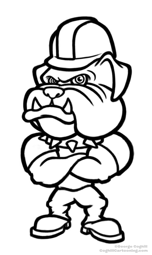 500x837 Cartoon Bulldog With Hard Hat Sketch Working Final Sketch