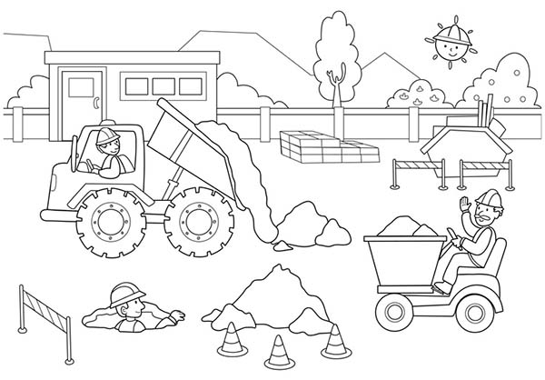 600x418 Construction Zone Coloring Pages Construction Site Coloring Pages