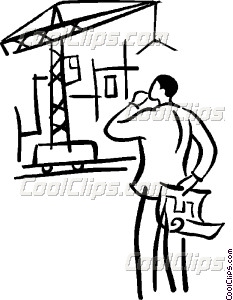 233x300 Man With Blueprints Looking Vector Clip Art
