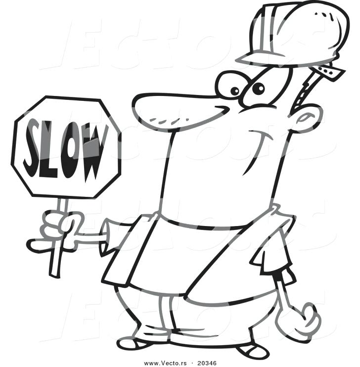 728x742 Construction Worker Coloring Pages Vector Of A Cartoon