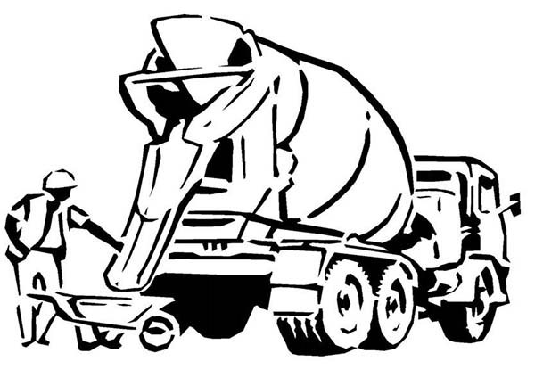 600x433 Cement Truck For Construction Work Coloring Page