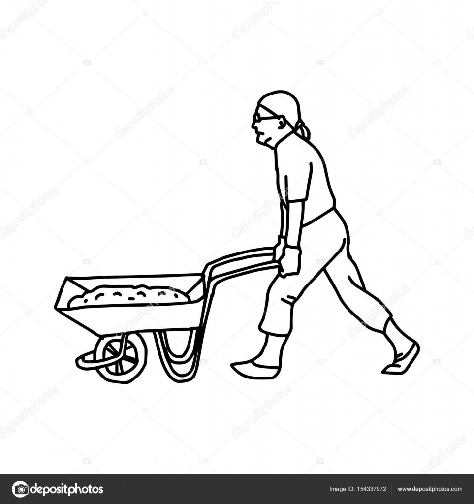 963x1024 Construction Worker Pushing A Wheelbarrow
