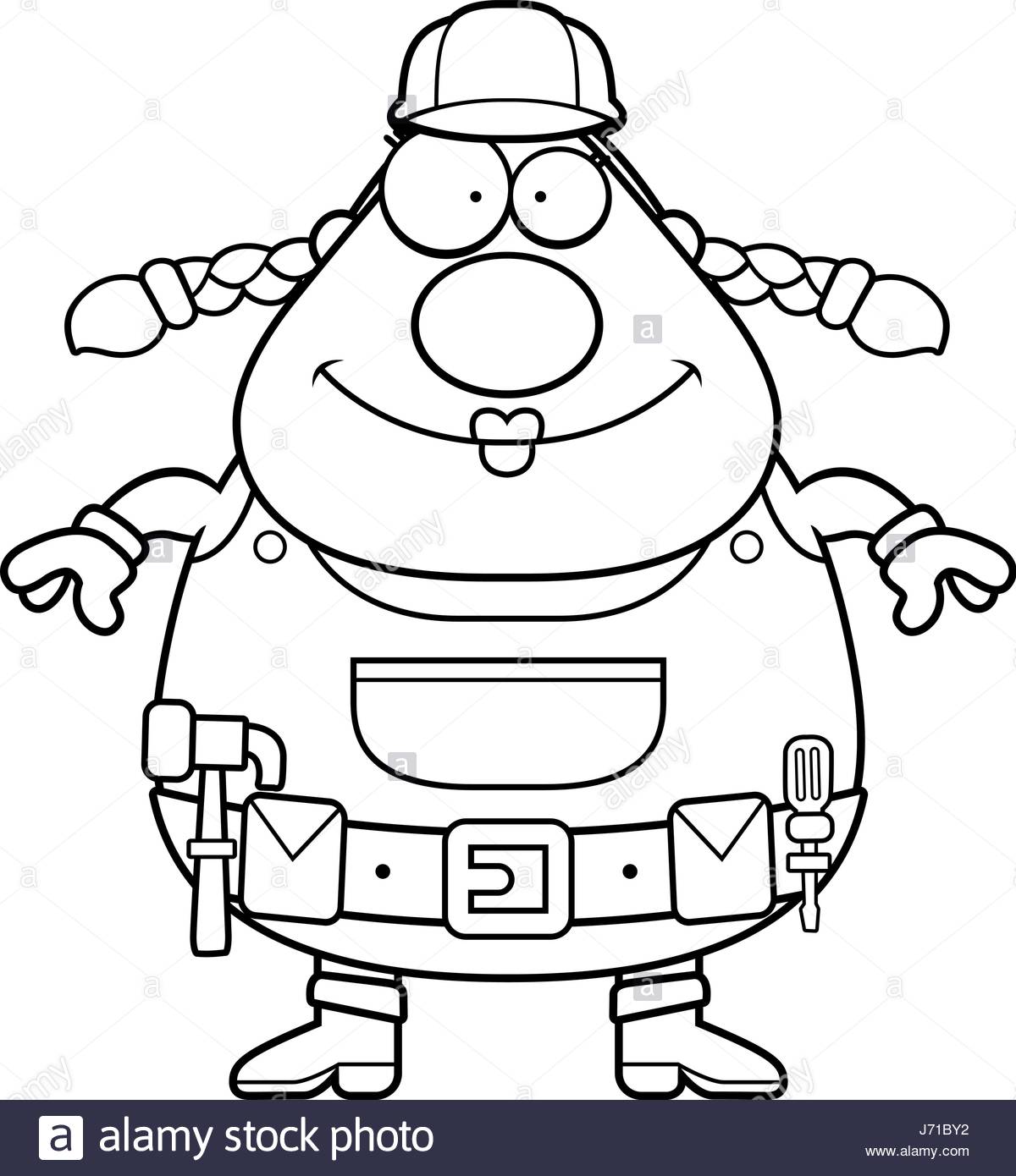 1200x1390 A Happy Cartoon Woman Construction Worker Standing And Smiling
