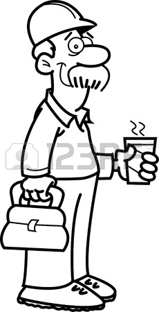 230x450 Black And White Illustration Of A Cartoon Construction Worker