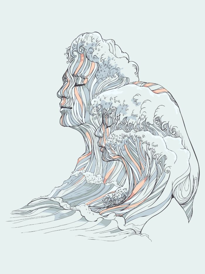 700x933 Psychedelic Drawings Of Imaginary Lovers Formed By The Sea