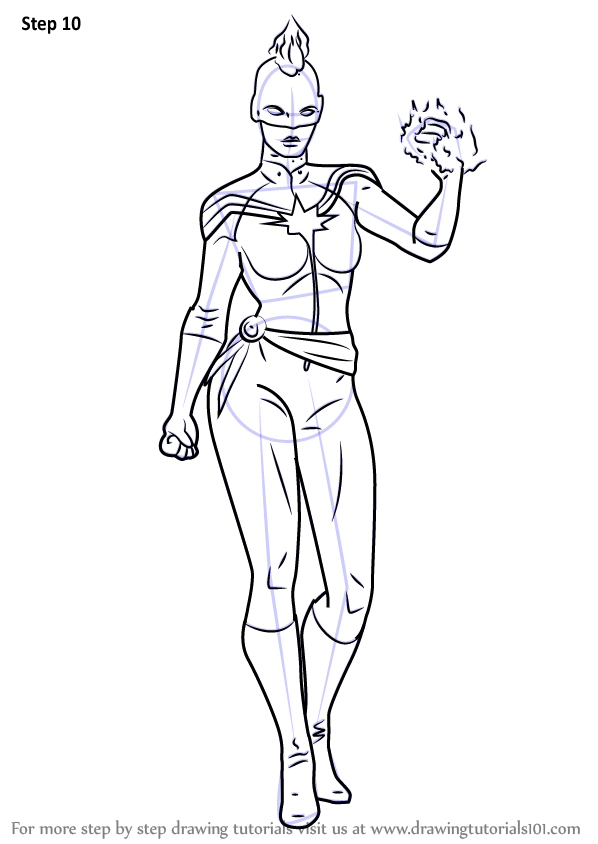 598x844 Learn How To Draw Captain Marvel From Marvel Contest Of Champions