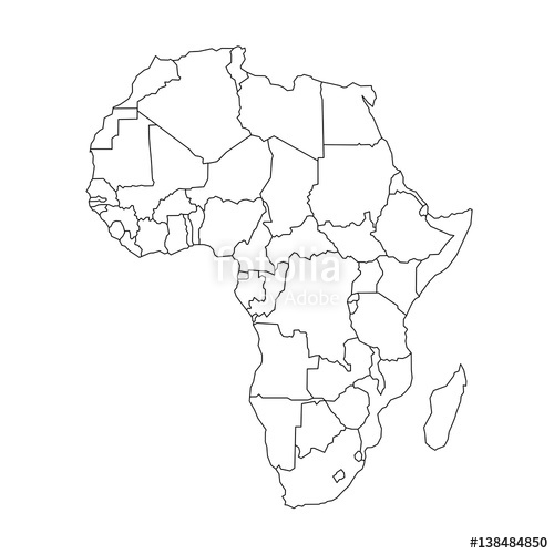 500x500 Map Of Arfica Continent. Simple Black Wireframe Outline