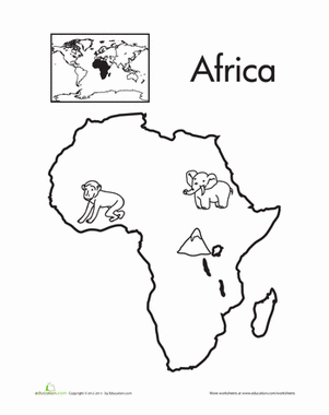 301x380 Color The Continents Africa Worksheet