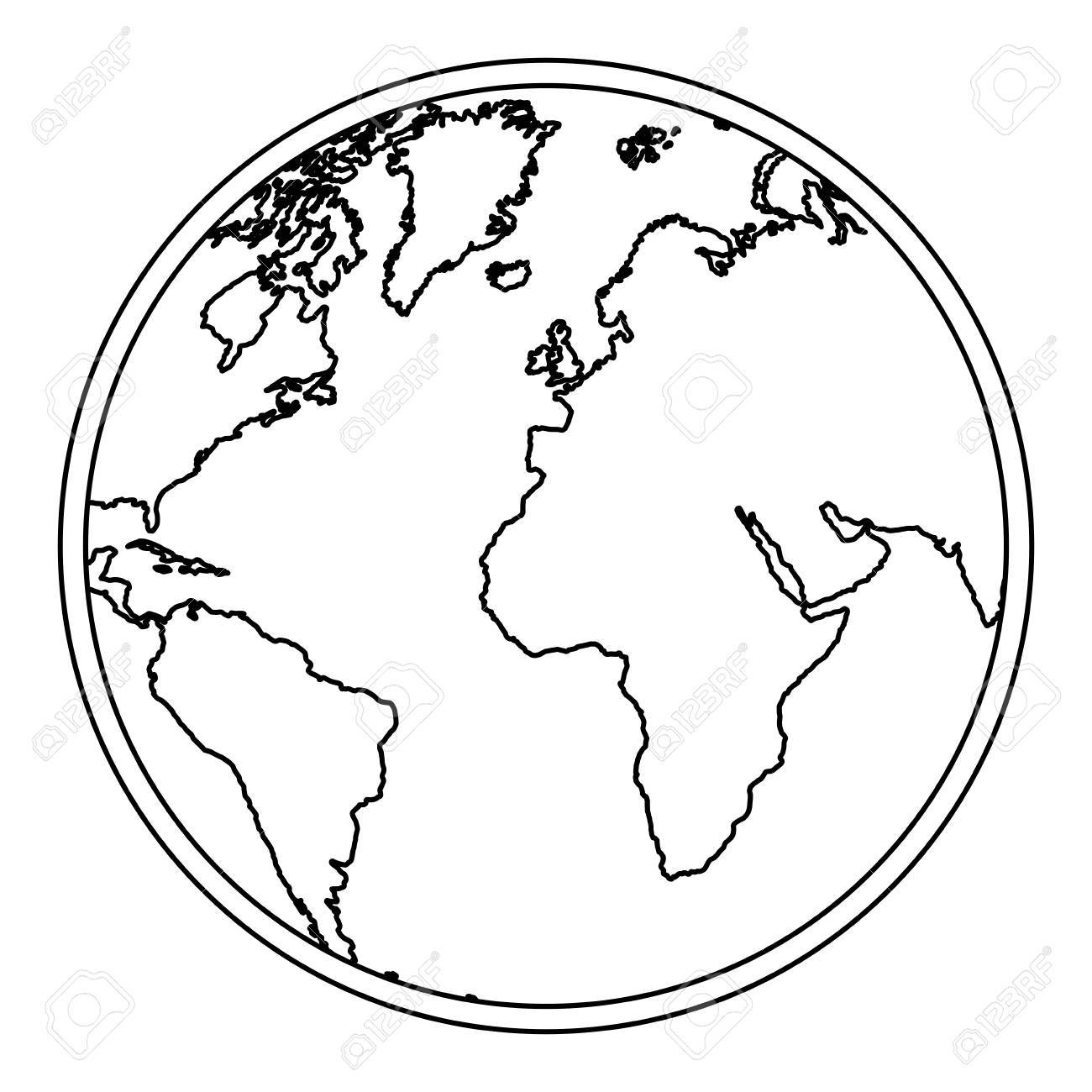 1300x1300 Silhouette Earth World Map With Continents Icon Vector