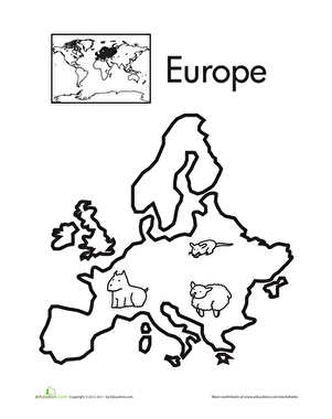 301x380 Color The Continents Europe Worksheet