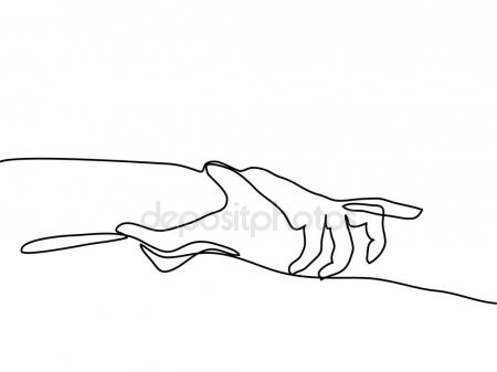 450x337 Continuous Line Drawing Of Holding Hands Together Stock Vector