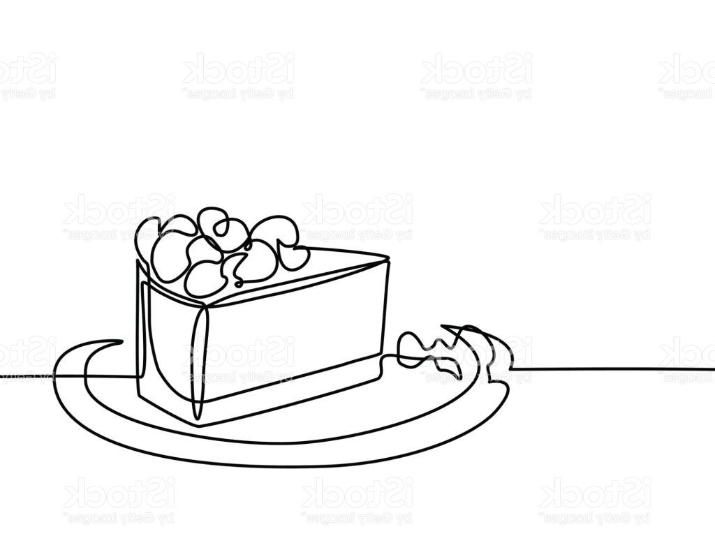 1024x768 Best Continuous Line Drawing Of Piece Cake Vector Library