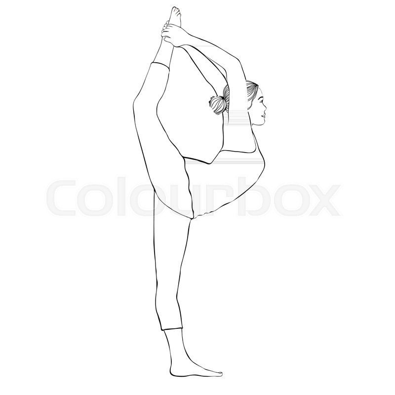 800x800 Yoga Pose, Woman Doing Stretching Legs, Leg Split, Vector Coloring