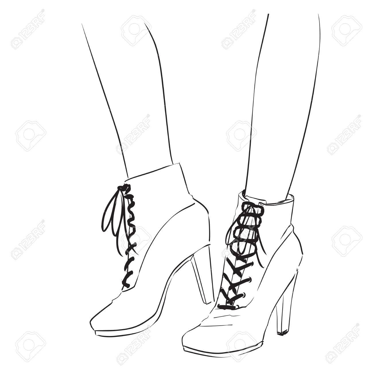 1300x1300 Fashion Illustration With A Pair Of Ankle Shoes. Autumnwinter