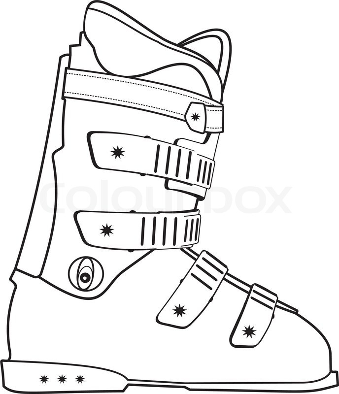 688x800 Isolated Illustration Of Ski Sports Boot Contour On White