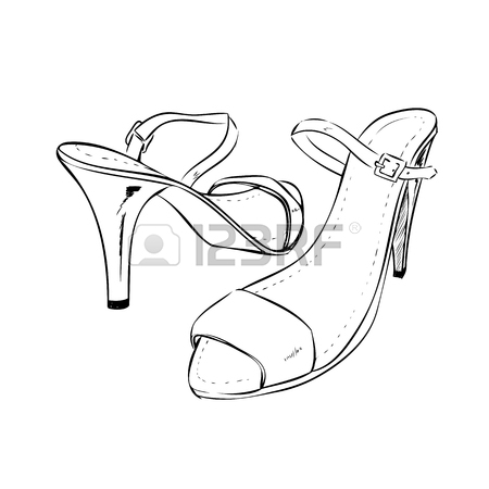 450x450 Pair Of Elegant Woman Shoes. Court Shoes On High Heels. Hand