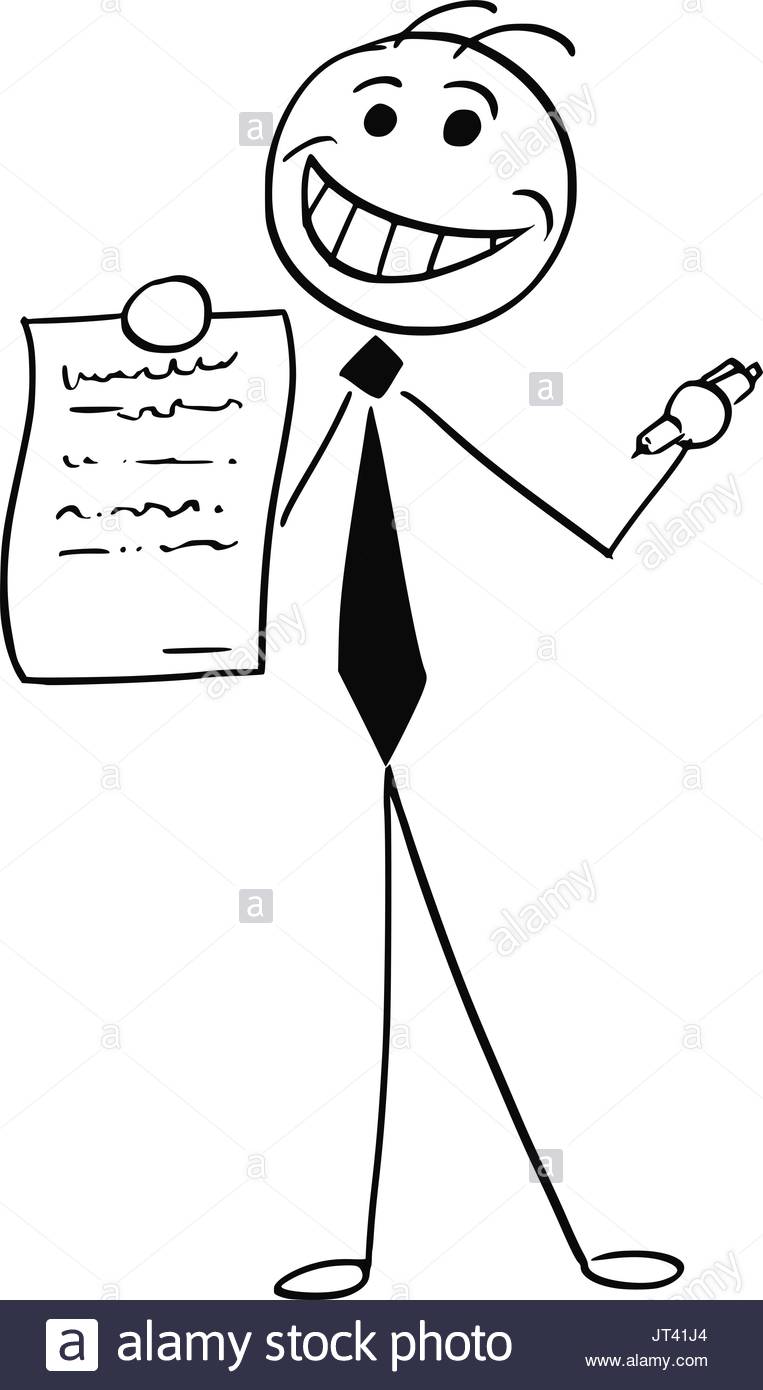 763x1390 Cartoon Vector Illustration Of Smiling Stick Man Businessman