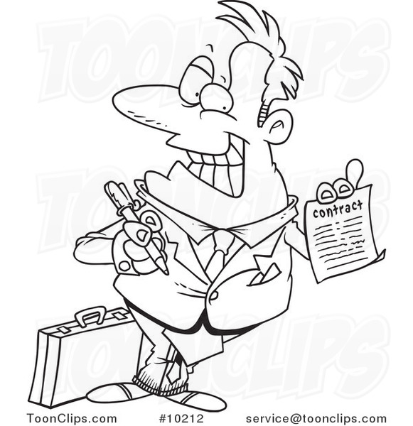 581x600 Cartoon Blacknd White Line Drawing Of Salesman Holding