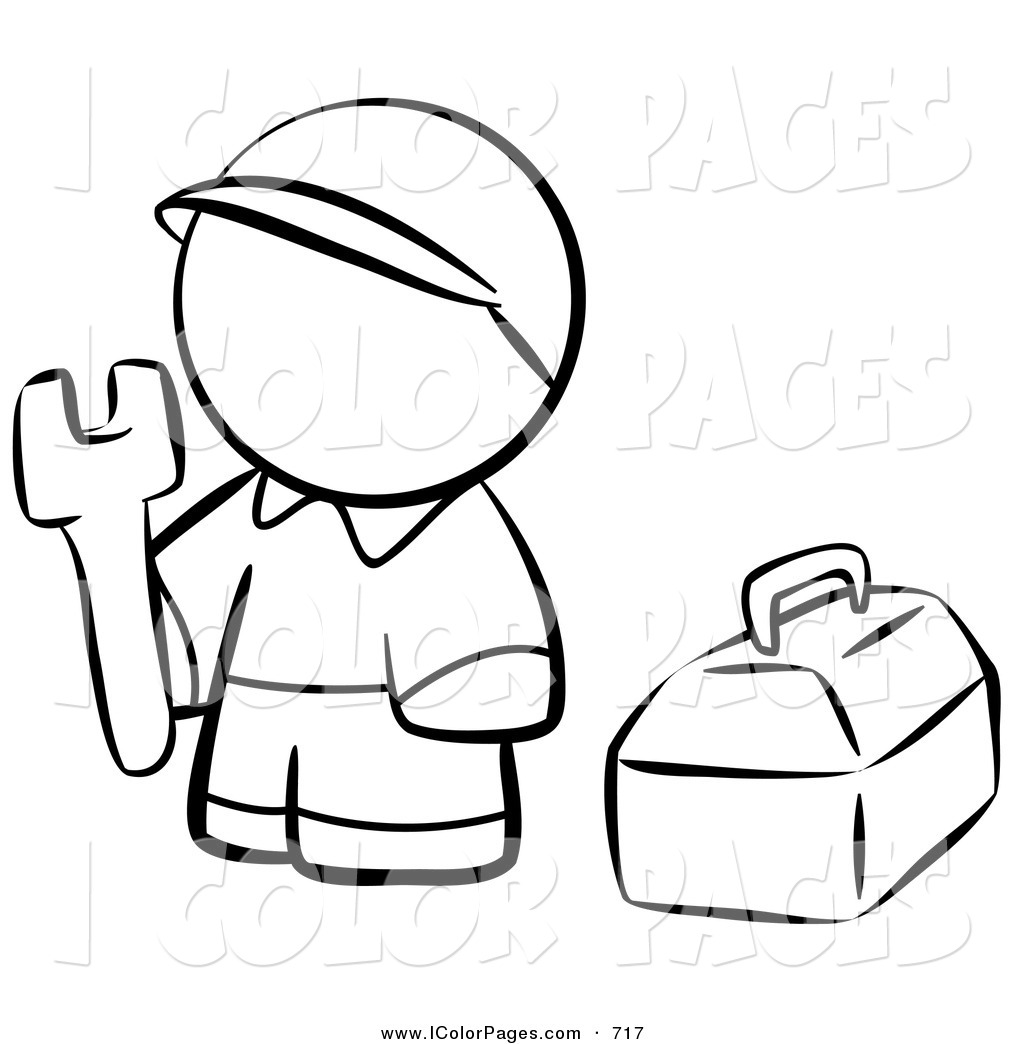 1024x1044 Vector Coloring Page Of A Black And White Human Factor Contractor