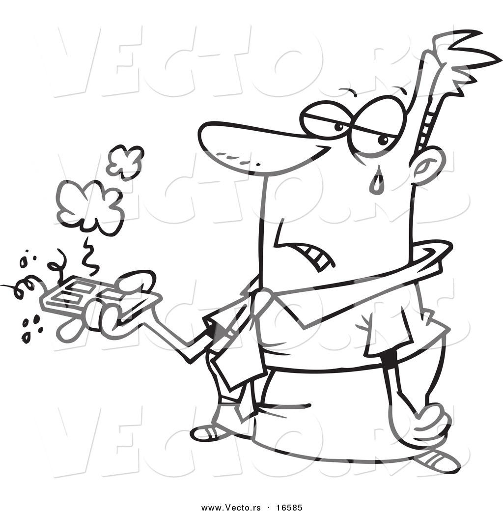 1024x1044 Vector Of A Cartoon Businessman Holding A Bad Remote Control