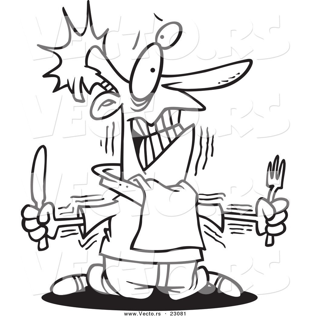 1024x1044 Vector Of A Cartoon Hungry Man With No Self Control