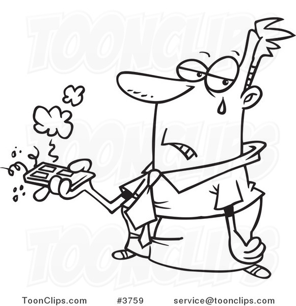 581x600 Cartoon Blacknd White Line Drawing Of Business Man Holding