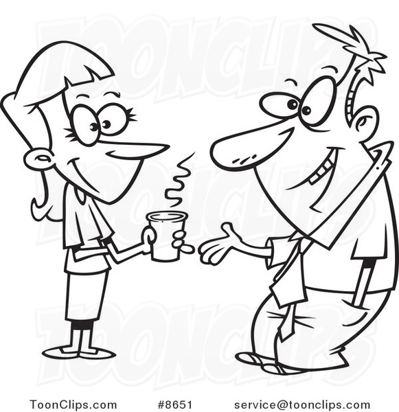 581x600 Cartoon Black And White Line Drawing Of A Lady And Business Man