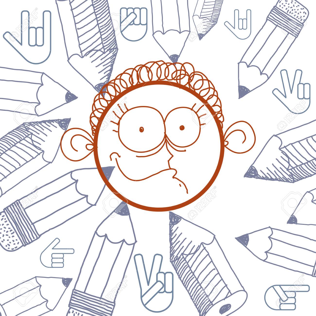 1300x1300 Vector Hand Drawn Cartoon Happy Boy. Education Theme Graphic