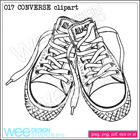 570x570 Converse Sneakers Digital Clipart Sketch