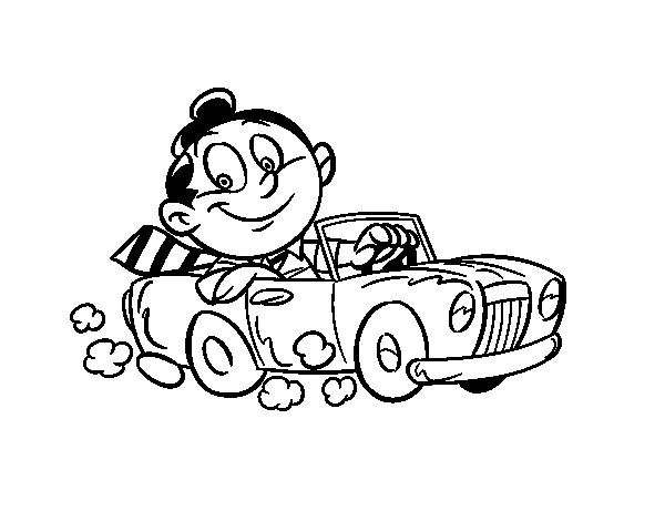 600x470 Man In Convertible Coloring Page