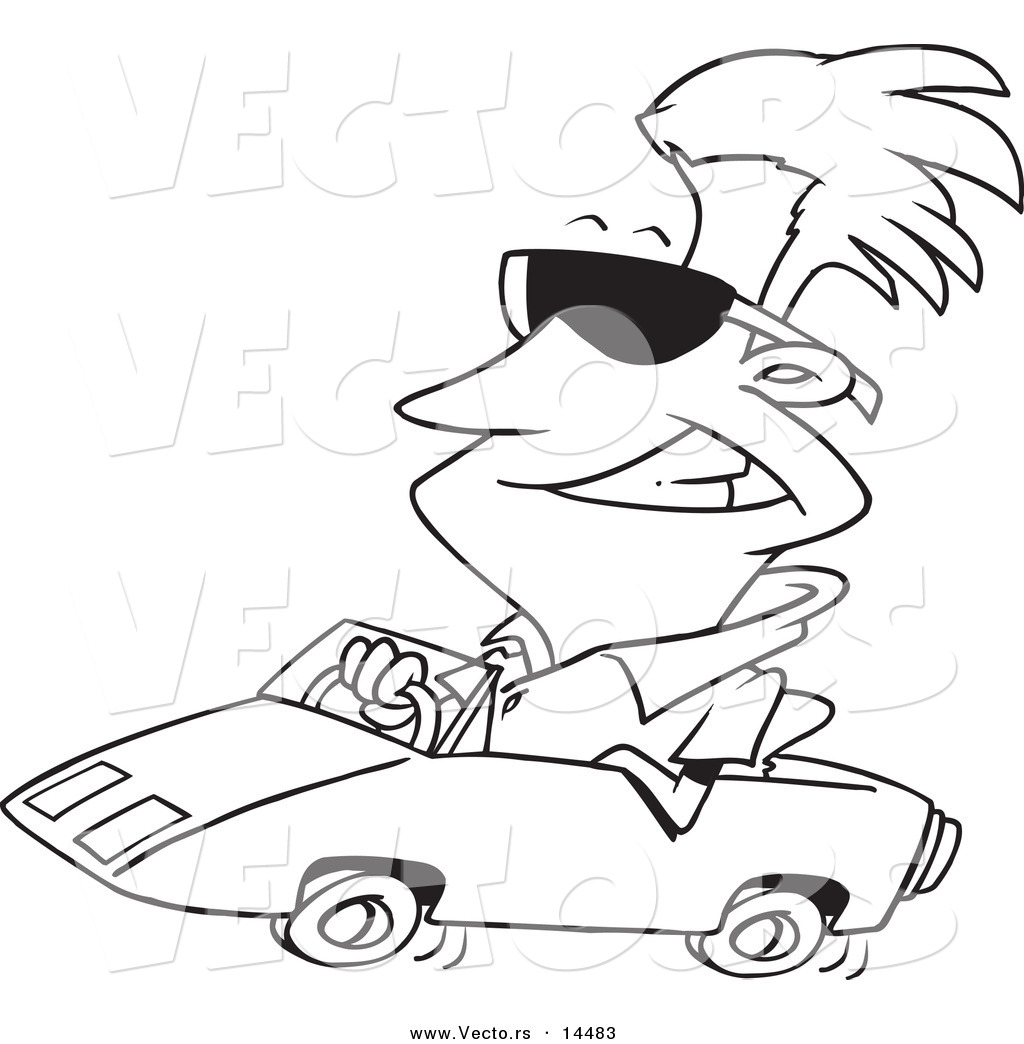 1024x1044 Vector Of Cartoon Cool Man Wearing Shadesnd Driving