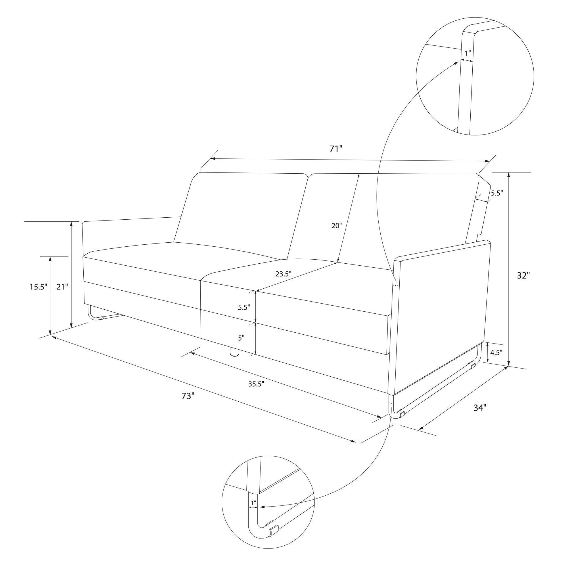 2000x2000 Avenue Greene Parma Convertible Linen Futon