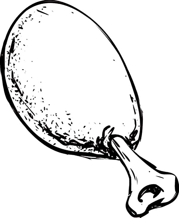600x728 Single Roasted Chicken Drumstick Coloring Pages