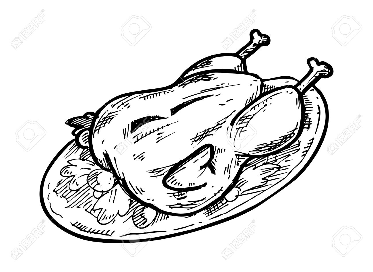 1300x948 Sketchy Roasted Chicken Royalty Free Cliparts, Vectors, And Stock