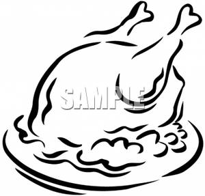 300x287 And White Cartoon Of A Cooked Turkey On A Platter