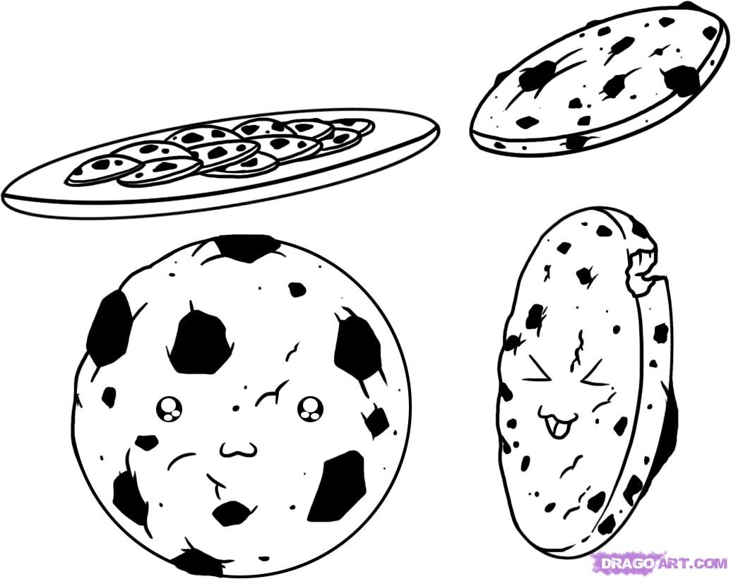 1035x820 Chocolate Chip Cookie Drawing How To Draw Cookies, Step By Step