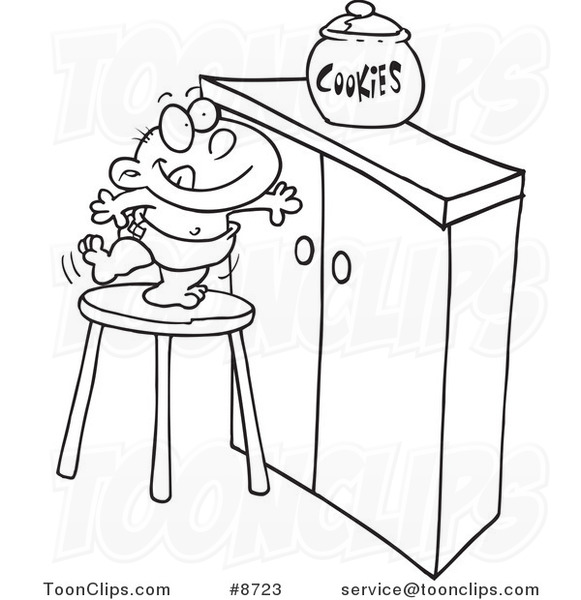 581x600 Cartoon Blacknd White Line Drawing Of Baby Trying To Get