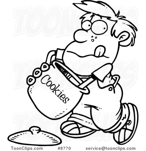 581x600 Cartoon Black And White Line Drawing Of A Boy Reaching In