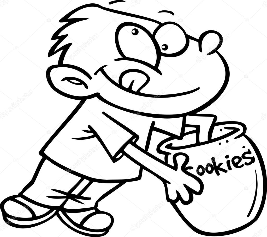 1023x911 Cartoon Boy With Cookie Jar Stock Vector Ronleishman