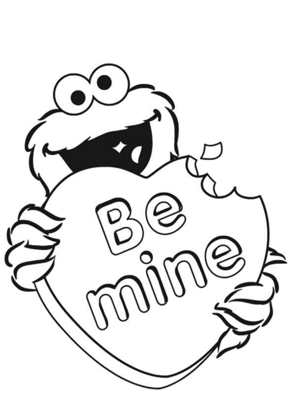 595x842 Cookie Monster Coloring Pages Valentines Day