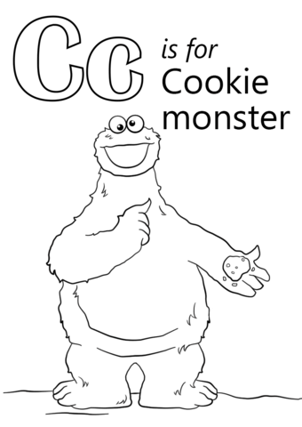 340x480 Letter C Is For Cookie Monster Coloring Page Free Printable