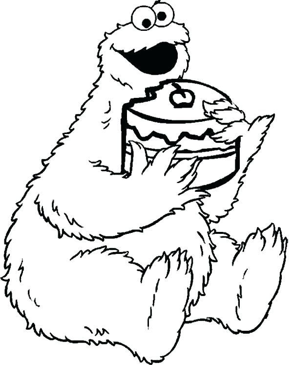 600x746 Top Cookie Monster Coloring Pages Online Sheet Eating Cake Cook
