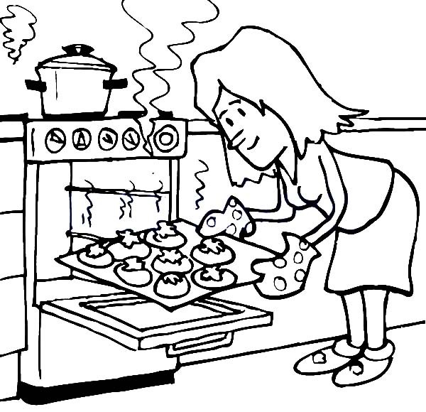 600x580 Baking Cookies In The Oven Coloring Pages Best Place To Color