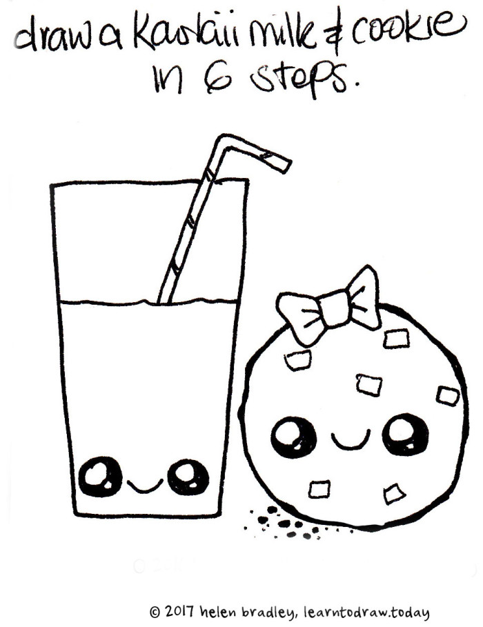 700x909 Learn To Draw A Kawaii Milk And Cookies Learn To Draw