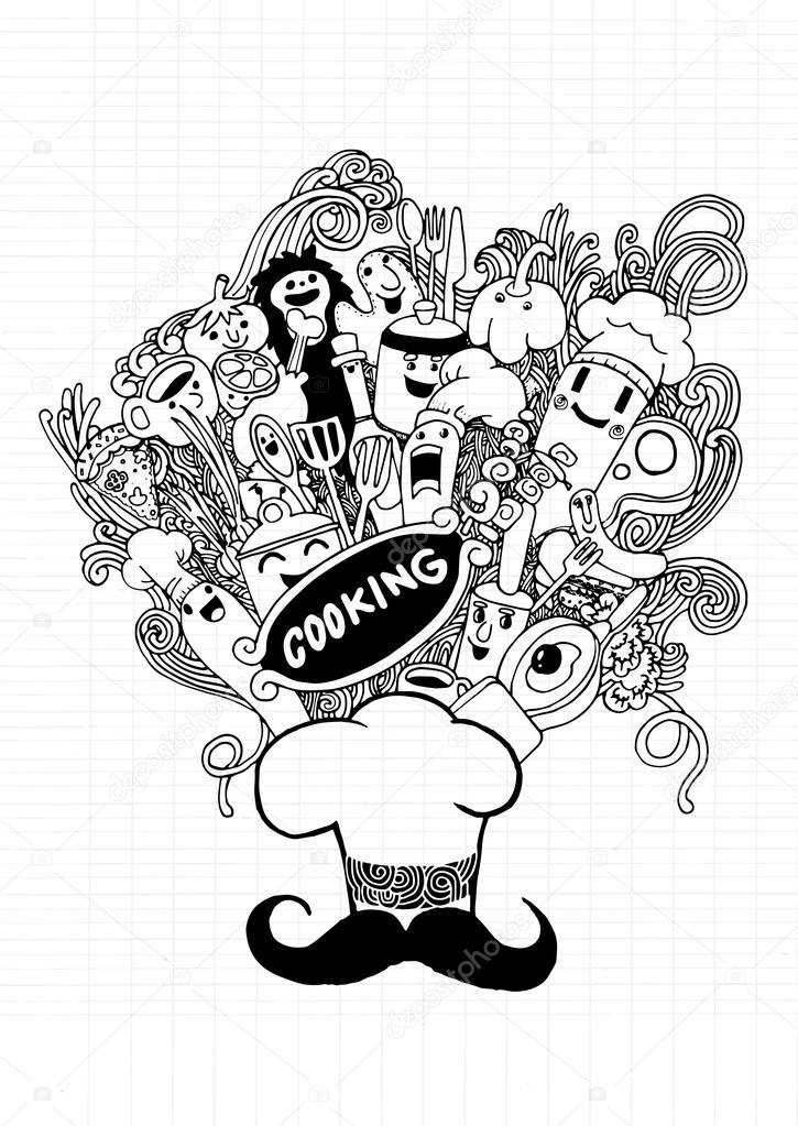 725x1023 Hand Drawn Cooking Doodle Set Stock Vector 9george