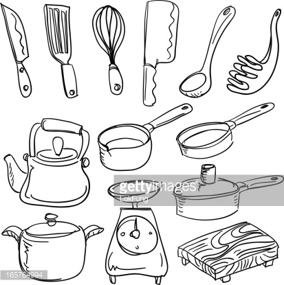 413x415 Kitchen Utensils Drawing Drawn Kitchen Cooking Utensil Pencil