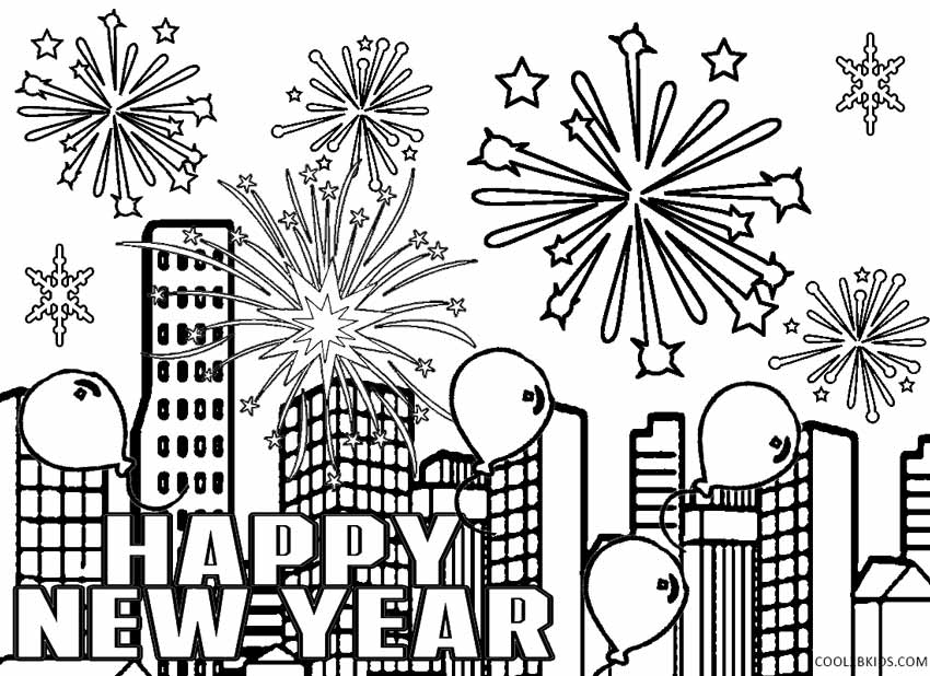 850x618 Happy New Years Coloring Page 2018