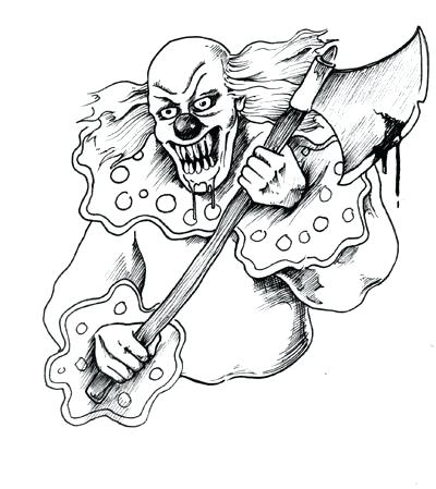 400x449 Evil Clown Coloring Pages Scary Clown Face Coloring Pages
