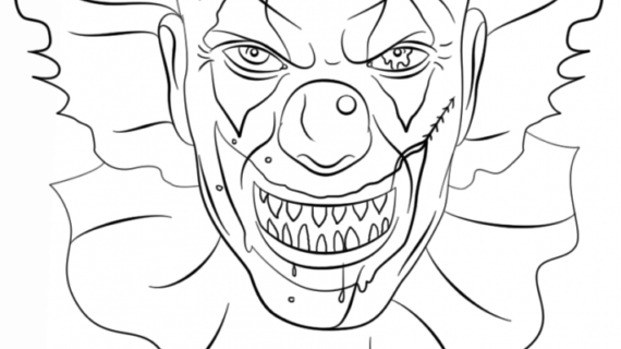 570x320 Scary Clowns Drawings Scary Clown Coloring Sheets