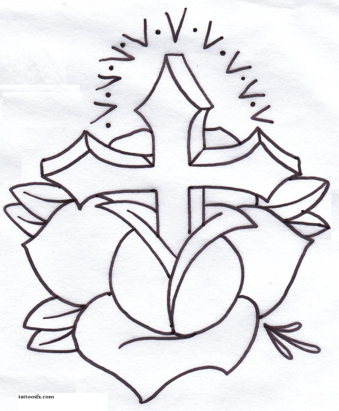 1123x1362 Collection Of Cross N Heart Tattoo Design On Back